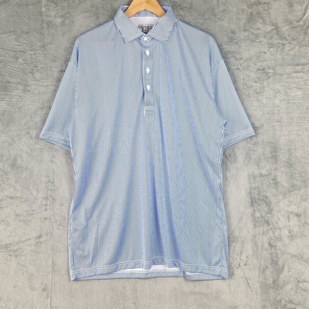 Collars & Co Shirt Mens XL Dress Collar Polo Striped Preppy Performance Golf